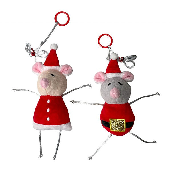 Mr & Mrs Santa Mouse Door Hanger Cat Toys (2 piece set)