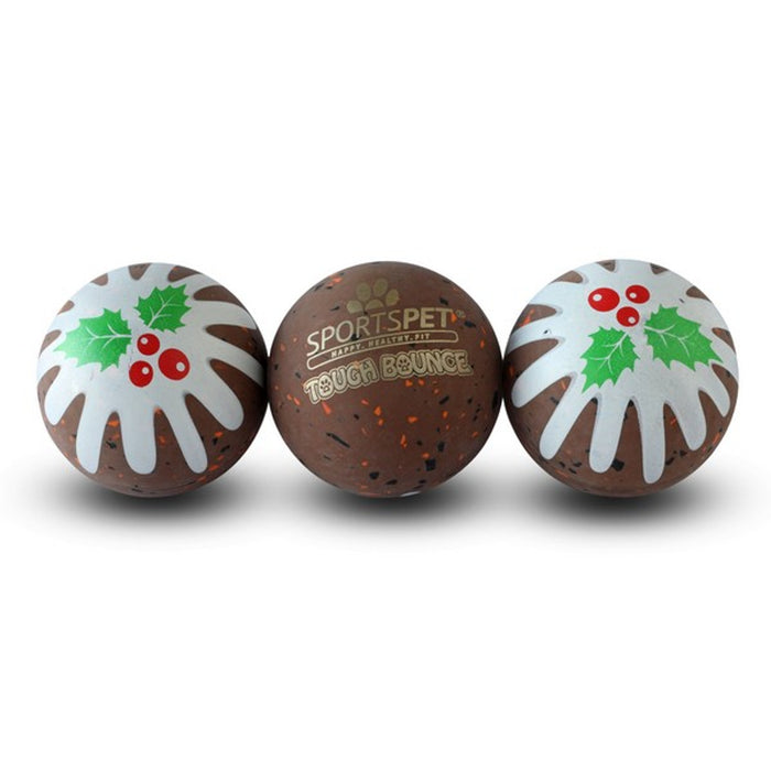 Xmas Pudding Tough Bounce 3pk