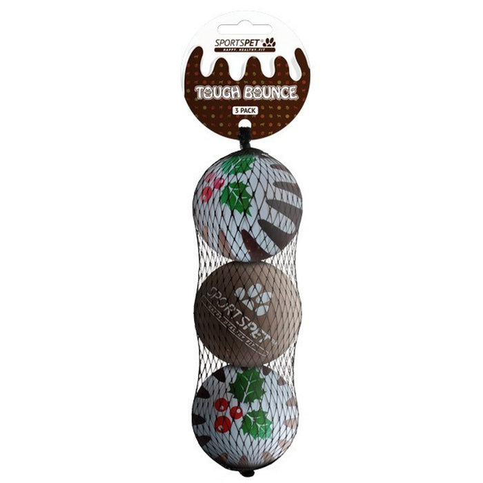 Xmas Pudding Tough Bounce 3pk