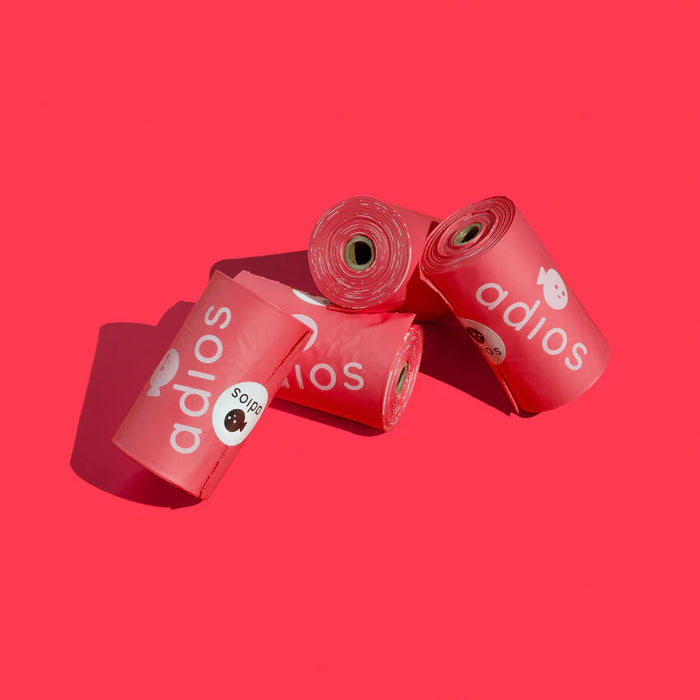 100% Compostable Dog Poo Bags 60 Bags (Hot Pink)