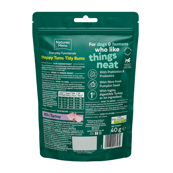 Natures Menu Happy Tums Tidy Bums Freeze Dried Turkey Treats