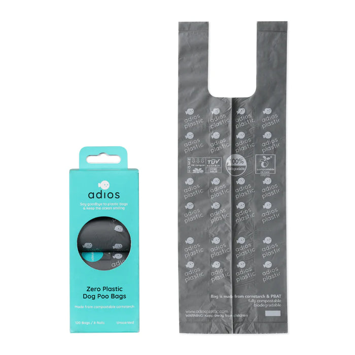 100% Compostable Dog Poo Bags with handles 60 Bags (Grey)